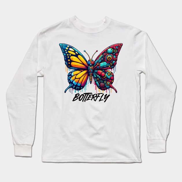 Butterfly is a Robot Vibrant Long Sleeve T-Shirt by DrextorArtist